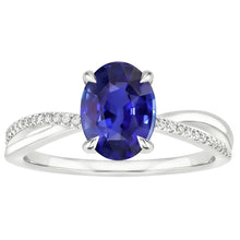 Afbeelding in Gallery-weergave laden, Solitaire met accenten Jubileumring blauwe saffier 3,50 karaat
