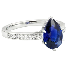 Afbeelding in Gallery-weergave laden, Solitaire met accenten Ring Blue Sapphire 3,50 karaats kanaalinstelling
