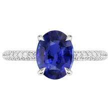 Afbeelding in Gallery-weergave laden, Solitaire met accenten Ring Ovale blauwe saffier en Natuurlijke echte diamanten ( niet in een laboratorium gekweekt ) 5,25 karaat
