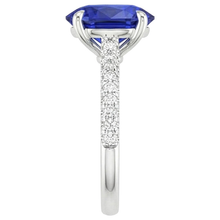 Afbeelding in Gallery-weergave laden, Solitaire met accenten Ring Ovale blauwe saffier en Natuurlijke echte diamanten ( niet in een laboratorium gekweekt ) 5,25 karaat
