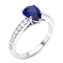 Afbeelding in Gallery-weergave laden, Solitaire met accenten Ring Teardrop-stijl blauwe saffier 2,50 karaat
