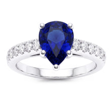 Afbeelding in Gallery-weergave laden, Solitaire met accenten Ring Teardrop-stijl blauwe saffier 2,50 karaat
