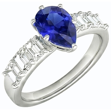 Afbeelding in Gallery-weergave laden, Solitaire met smaragdgroene Natuurlijke echte diamant ( niet in het laboratorium gekweekt )accenten Ring blauwe saffier 2,50 karaat
