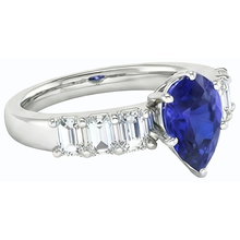 Afbeelding in Gallery-weergave laden, Solitaire met smaragdgroene Natuurlijke echte diamant ( niet in het laboratorium gekweekt )accenten Ring blauwe saffier 2,50 karaat
