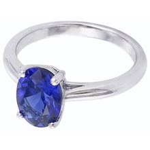 Afbeelding in Gallery-weergave laden, Solitaire ovale edelsteen ringtand set natuurlijke blauwe saffier 1 karaat
