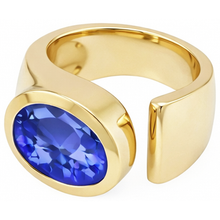 Afbeelding in Gallery-weergave laden, Solitaire ovale tanzaniet 2 karaat ring edelsteen sieraden
