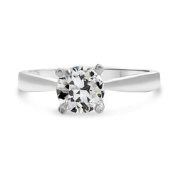 Solitaire Ring Rond Oud Geslepen uit de aarde gewonnen Diamant Taps Toelopende Schacht 2 Karaat