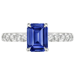 Solitaire ring voor dames met accenten blauwe saffier en Natuurlijke echte diamant ( niet in het laboratorium gekweekt ) 4,50 karaat