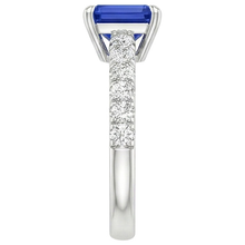Afbeelding in Gallery-weergave laden, Solitaire ring voor dames met accenten blauwe saffier en Natuurlijke echte diamant ( niet in het laboratorium gekweekt ) 4,50 karaat

