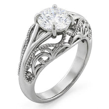 Afbeelding in Gallery-weergave laden, Solitaire ronde oude mijnwerker Natuurlijke echte diamant ( niet in het laboratorium gekweekt )en ring vintage stijl gespleten schacht 1,75 karaat

