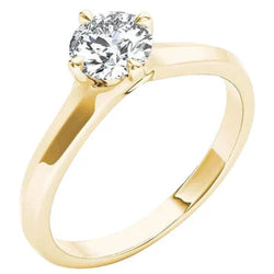 Solitaire 1,50 Karaat Ronde Echt Diamanten Jubileumring 14K Geel Goud