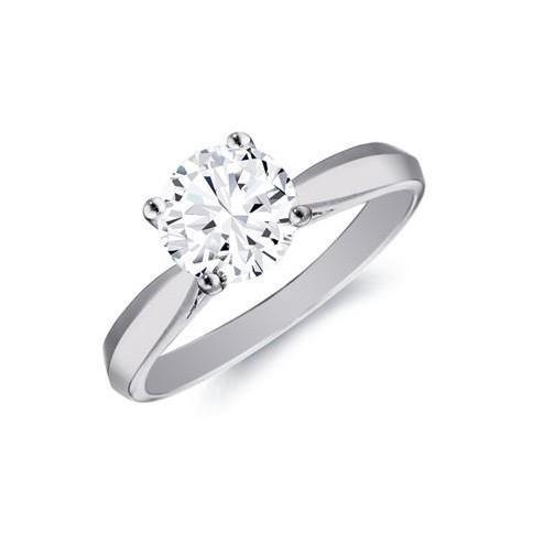 Solitaire 1,50 Karaat Ronde Echt Diamanten Verlovingsring 14K Witgoud