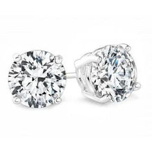 Afbeelding in Gallery-weergave laden, GIA-gecertificeerd Solitaire 3,05 Ct Ronde Echt Diamanten Oorknopjes Wit Goud 14K
