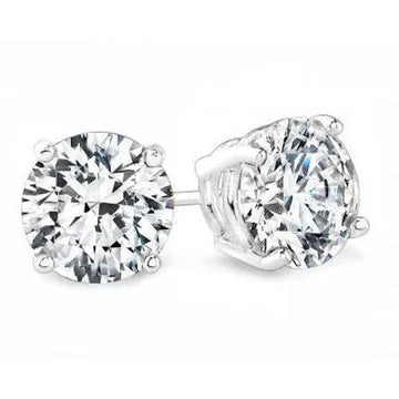 Solitaire 2,5 Ct Ronde Echt Diamanten Oorknopjes Wit Goud 14K