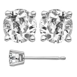 Antiek Cushion Diamant Oorbellen – 4 karaat in 14K Witgoud