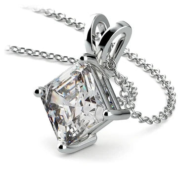 Solitaire Asscher 2,50 Karaat Echt Diamanten Hanger Ketting Wit Goud 14K