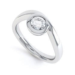 Solitaire Bezel Set Rond Geslepen 1,10 Ct Echt Diamanten Verlovingsring