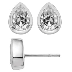 Diamant Bezel Gezet Oorstekers 4 karaat in 14K Witgoud