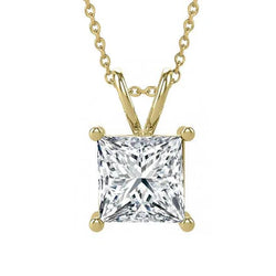 Solitaire Echt Diamanten Hanger 3,00 Karaat Ketting Geel Goud 14K Nieuw