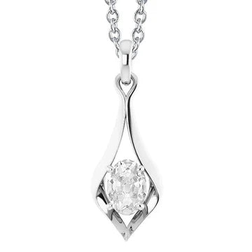 Solitaire Echt Diamanten Hanger Ovaal Oud Europees 2 Karaat Dia Met Borgtocht