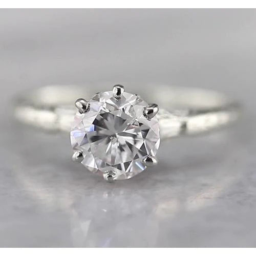 Solitaire Echt Diamanten Ring 1 Karaat Witgoud Met Griffen
