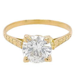 Solitaire Echt Diamanten Ring 2 Karaat Milgrain Geel Gouden Dames Sieraden