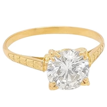 Afbeelding in Gallery-weergave laden, Solitaire Echt Diamanten Ring 2 Karaat Milgrain Geel Gouden Dames Sieraden
