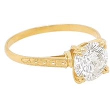 Afbeelding in Gallery-weergave laden, Solitaire Echt Diamanten Ring 2 Karaat Milgrain Geel Gouden Dames Sieraden
