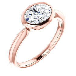 Solitaire Echt Diamanten Ring 4 arKaat Bezel Instelling Rose Gouden Sieraden