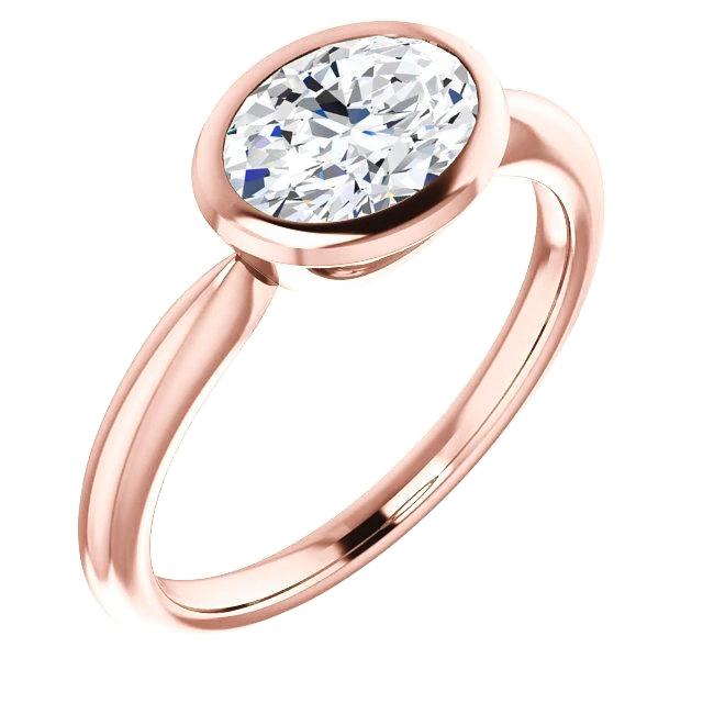 Solitaire Echt Diamanten Ring 4 arKaat Bezel Instelling Rose Gouden Sieraden