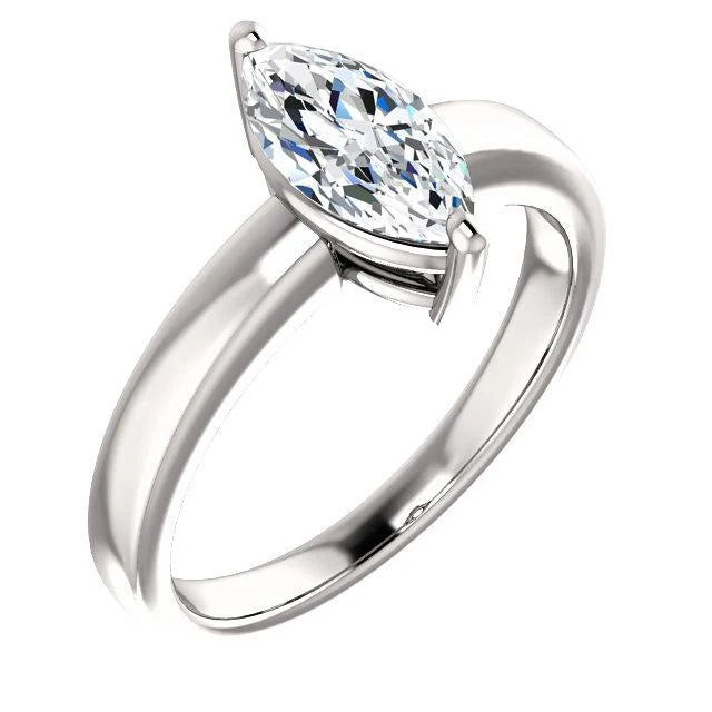 Solitaire Echt Diamanten Ring Marquise Geslepen 2,50 Karaat Witgoud