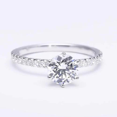 Solitaire Echt Diamanten Verlovingsring Met Accenten