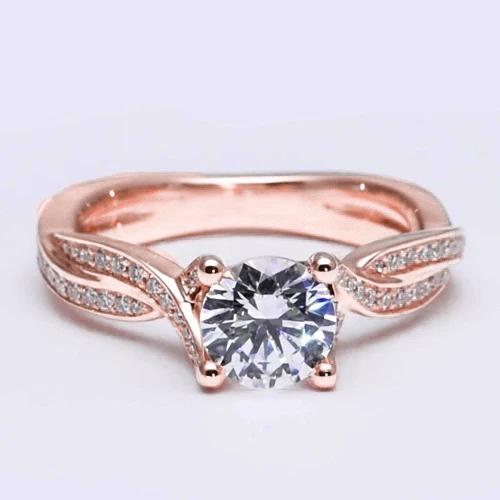 Solitaire Echt Diamanten Verlovingsring Met Accenten