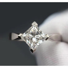 Afbeelding in Gallery-weergave laden, Solitaire Echt Diamond Ring Kite Setting Princess Cut 2 Karaat Witgoud
