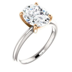 Solitaire Echt Diamond Ring Two Tone 5 Karaat Vrouwen Sieraden