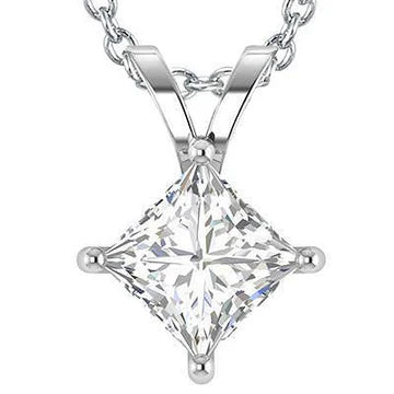 Solitaire Grote Prinses Geslepen 3,25 Ct Echt Diamanten Hanger Ketting Wit Goud