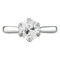 Solitaire Jubileumring Oude Mijnwerker Ronde Echt Diamant 1,25 Karaat 6 Prong