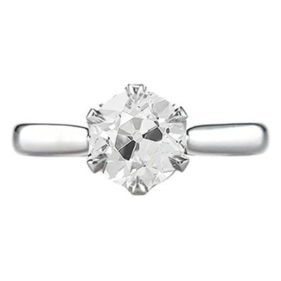 Solitaire Jubileumring Oude Mijnwerker Ronde Echt Diamant 1,25 Karaat 6 Prong