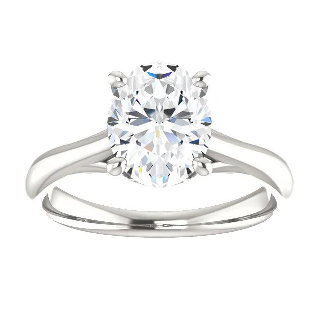 Solitaire Kathedraal Instelling Ovale Echt Diamanten Ring 4 Karaat Vrouwen Sieraden