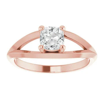 Solitaire Kussen Oude Mijnwerker Echt Diamanten Ring 3 Karaat 4 Prong Split Shank