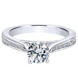 Solitaire Met Accent 3,30 Karaat Ronde Geslepen Echt Diamanten Ring Wit Goud 14K