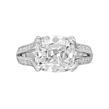 Solitaire Met Accent 3,50 Ct. Echt Diamanten Verlovingsring Goud Wit