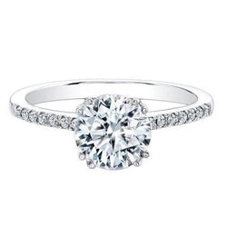 Solitaire met accent 3.50 karaat natuurlijke uit de aarde gewonnen diamanten trouwring 14K Witgoud