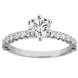 Solitaire met accent ronde slijpvorm 3.85 karaat natuurlijke uit de aarde gewonnen diamanten Trouwring