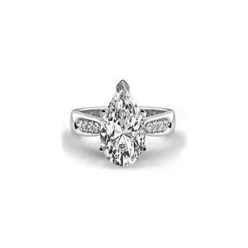 Solitaire Met Accenten 1,96 Karaat Peer Geslepen Echt Diamanten Ring Set