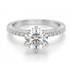 Solitaire met accenten 3.20 karaat natuurlijke uit de aarde gewonnen diamanten Verlovingsring