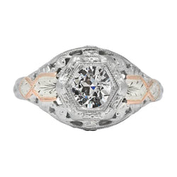 Solitaire Oud Geslepen Natuurlijke uit de aarde gewonnen Diamanten Fantasie Ring Lunette Antieke Stijl 2 Karaat
