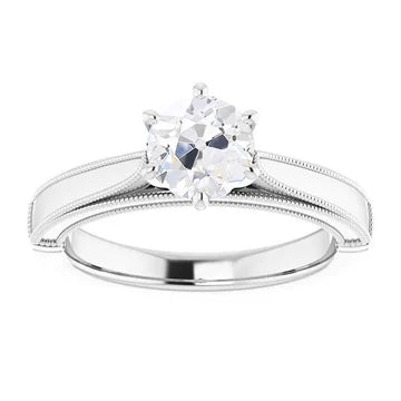 Solitaire Oud Geslepen Echt Diamanten Jubileumring Antieke Stijl 2 Karaat