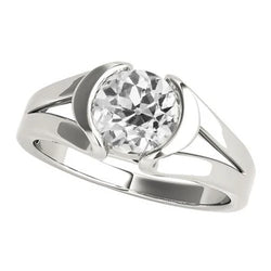 Solitaire Oud Geslepen Natuurlijke uit de aarde gewonnen Diamanten Ring Half Kastzetting Gespleten Schacht 2 Karaat