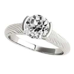 Solitaire Oud Geslepen Natuurlijke uit de aarde gewonnen Diamanten Ring Halve Lunette Vintage Stijl 2 Karaat
